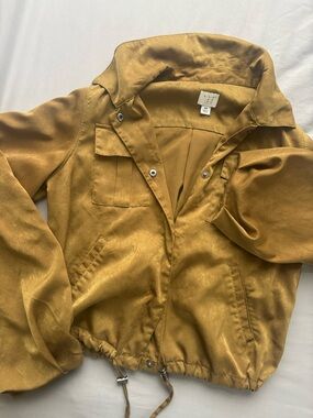 a new day Mustard Gold Satin Bomber Jacket